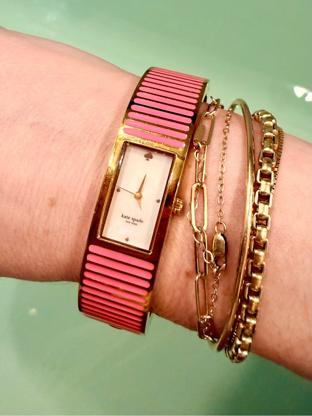 Kate Spade Gold and Pink Stripe Bracelet Watch
